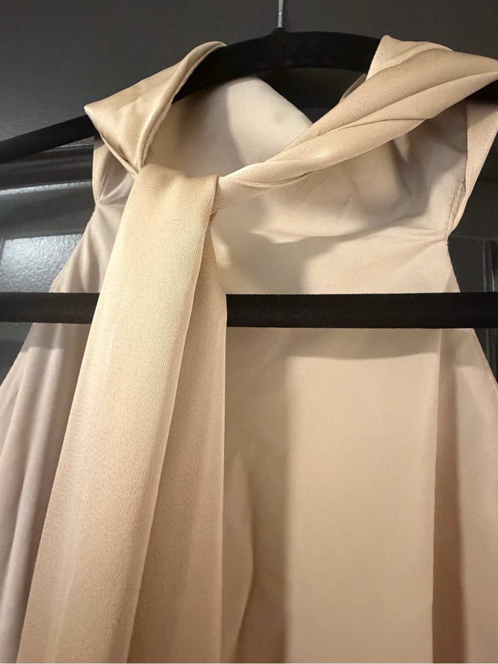 Azazie Satin High-Neck Maxi Dress in Champagne - Picture 5 of 9